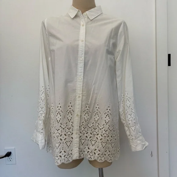Banana Republic White Long Sleeve Embellished Button Down Shirt - Picture 7 of 7
